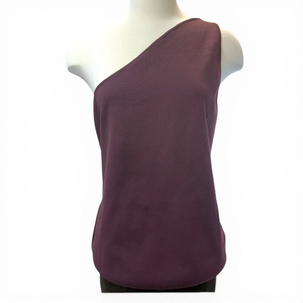 City Chic Louisa One Shoulder Top Fudge Brown Deep Burgundy Plus Size L UK 20